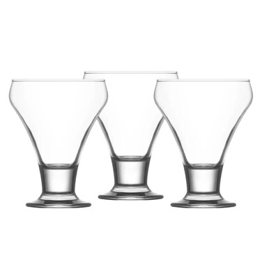 Lav Frosty Elegan Glass Deep Round Shape Ice Cream Cups Set 350CC- 3pcs