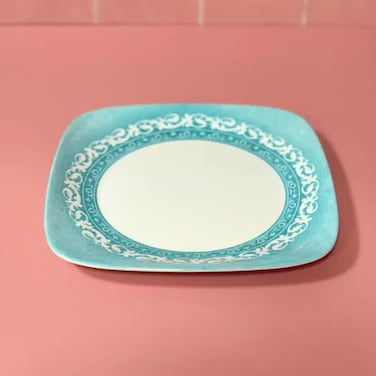 Sarvah Melamine 9 Inch Coring Ware Floral Designed Square Plate- White