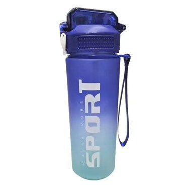 Durable Silicone Unbreakable Sports Water Bottle with Straw- Blue