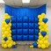 Party Decorating Blue And Yellow Customize Metallic Balloon Arch Kit With Wall Backdrop Curtain