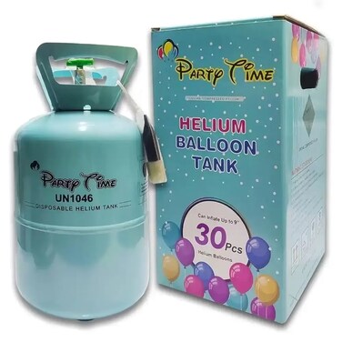 Party Time Disposable Helium Balloon Tank, Inflate Up To 30Pcs Balloon 9Inch- 1.9Kg