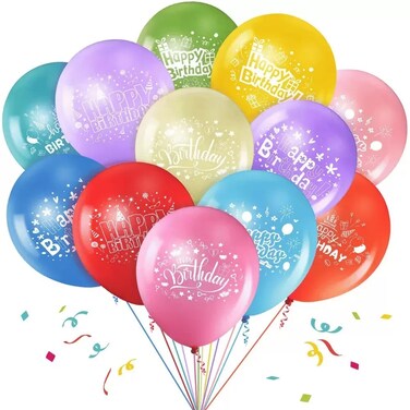 Happy Birthday Printed Multi-Color Latex Balloons- 40Pcs Pack Of 3