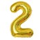 Party Time Single Gold 2 Number Balloons Aluminum Hanging Foil Balloon Wedding Birthday Party Decoration, Convenient Inflation - Deflation Self-Sealing With Straw Pack Of 3