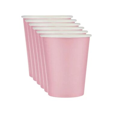 Party Decoration Disposable Paper Cups For Hot And Cold Beverage- Pink Pack Of 3