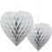 White Heart Shape Honeycomb Paper Hanging Decoration For Anniversary Decor, Wedding Pack Of 2 Pcs Pack Of 3