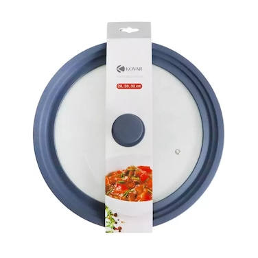 Kovar Universal Silicone Glass Lid Covers 3In1 For Pots And Pans Sized 28Cm, 30Cm And 32Cm- Gray