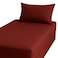 Kovar Single Fitted Bed Sheet Set 90X190Cm With Pillow Cover 50X75Cm Maroon