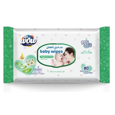 Fragrance Free Baby Wipes With Organic Aloe Vera And Chamomile Extract- 80 Sheets