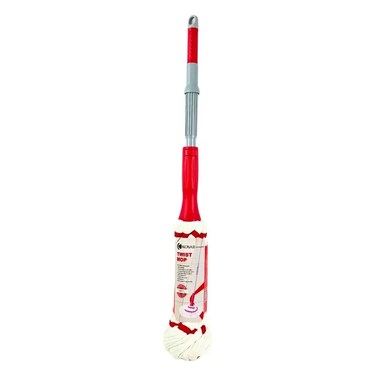 Kovar Twist Mop With Microfiber Mop Head And Self Locked Metal Handle- Red