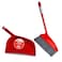 Kovar Table Dustpan And Sweeping Long Handle Brush Set With Long Bristle- Red