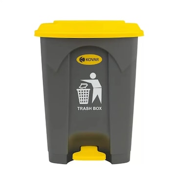 Kovar Outdoor Pedal Operated Trash Can Bin With Lid Yellow And Gray Waterproof And Sturdy- 50Ltr