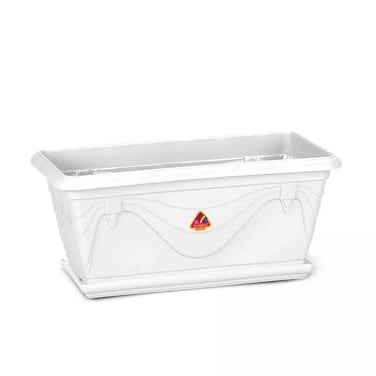 Plastics Petunia Window Garden Small Pot With Tray For Indoor And Outdoor Plant Decoration, White, Height- 7 Inch