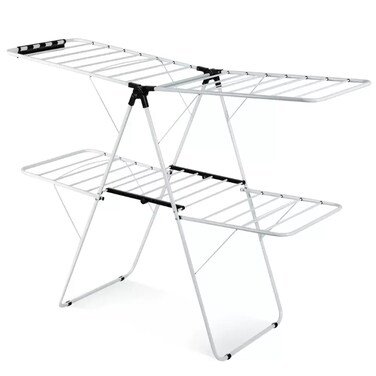 Double Tier Foldable Stainless Steel Clothes And Towels Drying Racks- 62X165X160Cm