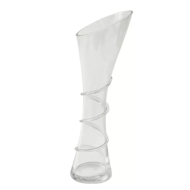 Cylindrical And Twisted Transparent Glass Flower Vase- 6.5X28.5Cm