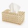 Vintage Design Rectangular Facial Tissue Box With Crystal Stone In Metal Frame- Golden