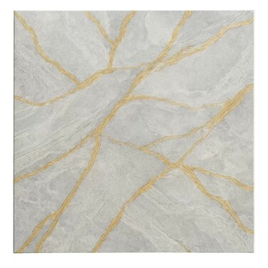 Decorative White Marble Texture With Yellow Veins Designed Wall Sticker Wallpaper- 60X60Cm