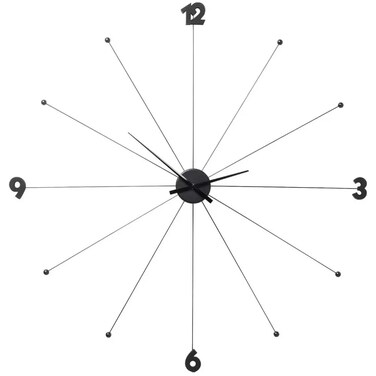 Battery Operated Umbrella Chrome Design Wall Clock Alloy Steel- Black