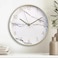 White Marble Designed Round Analogue Wall Clock With Gold Frame- Golden