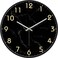 Round Black Marble Patterned Analogue Wall Clock- Black