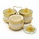 Porcelain Snacks Bowl Set With Glass Lid And A Heart Shaped Golden Steel Stand- 3pcs Set