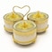 Porcelain Snacks Bowl Set With Glass Lid And A Heart Shaped Golden Steel Stand- 3pcs Set