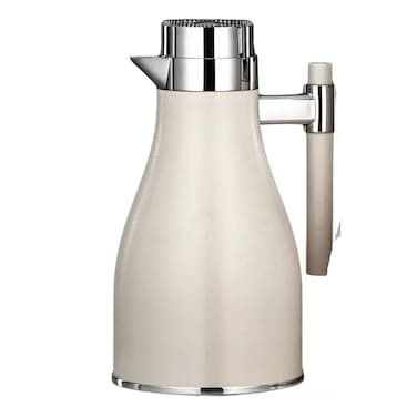 Al Marjan Arabic Vacuum Flask 1Ltr With Silver Finish In Lid And Handle 29cm- Beige