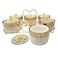 Porcelain Snacks Bowl Set With Glass Lid And A Heart Shaped Golden Steel Stand- 6pcs Set