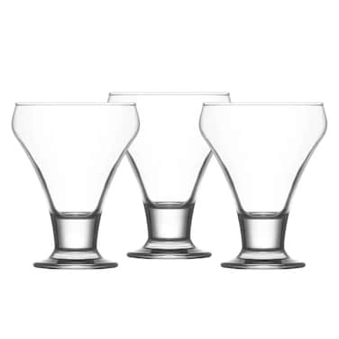 Lav Frosty Elegan Glass Deep Round Shape Ice Cream Cups Set 350CC- 3pcs
