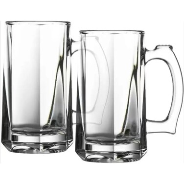 Pasabahce Long And Strong Bottle Drinking Glass 355CC With Handle- 2pcs