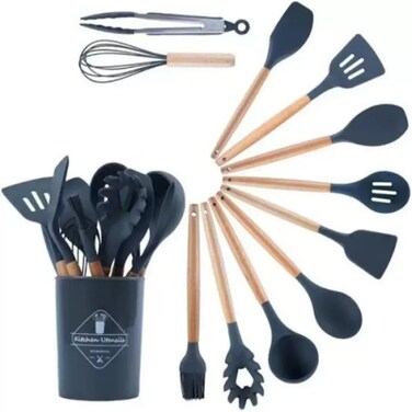 Heat Resistant Kitchen Utensil Silicone Spatula Set For Non Stick Pan- 12pcs