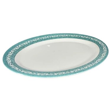 Sarvah Melamine 12.5 Inch Coring Ware Floral Designed Oval Plate- White