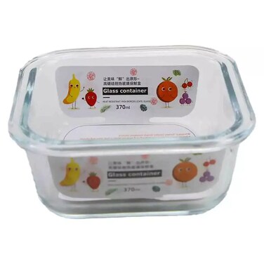 Airtight Glass Container, Food Storage Containers with Snap Locking Lids- 370ml