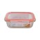 Small Rectangle Heat Resistant Glass Food Container With Leak Proof Lid- 370ml Orange
