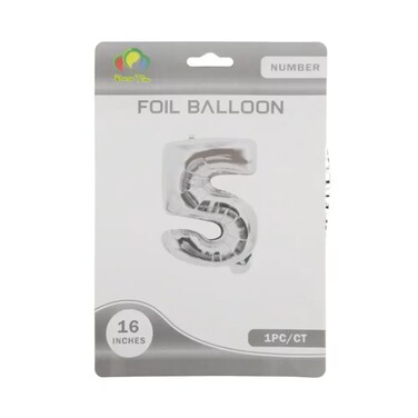 Number Letter 5 Aluminum Hanging Foil Balloon For Wedding And Party Decoration - Silver Color Pack Of 3