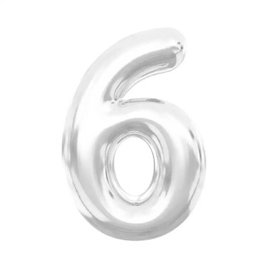 Number Letter 6 Aluminum Hanging Foil Balloon For Wedding And Party Decoration - Silver Color Pack Of 3