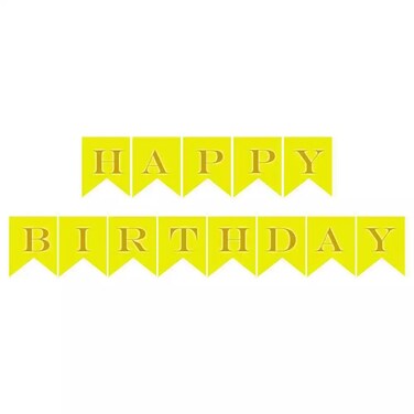 Happy Birthday Banner For Birthday Party Decoration Birthday Bunting Garland- Yellow Color Pack Of 3