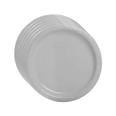 Mini Disposable Paper Plates 7Inch Party Tableware With Rim 6Pcs- White Pack Of 3