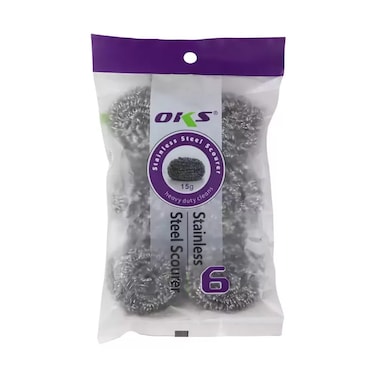 OKS Stainless Steel Wire Scourer For Dishes Pots and Pans, Heavy Duty Cleaning- 6pcs
