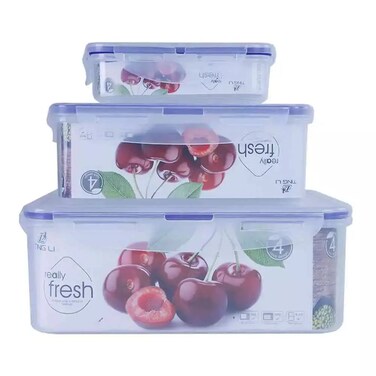 Plastic Food Grade Food Storage Box Microwave And Dishwasher Safe Containers In Different Sizes- 3Pcs