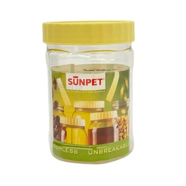 Sunpet Multipurpose Hexagonal Shape Top Yellow Plastic Medium Food Storage Container- 400Ml