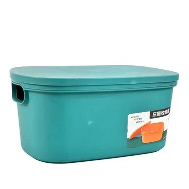 Multipurpose Plastic Desktop Storage Bin With Handle And Lid Durable Basket Cabinet Organizer- Green