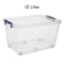 Kovar Clear Storage Plastic Container Box With Locking Lid And Wheel- 10Ltr