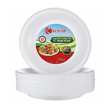 Kovar Disposable Foam Plate- White