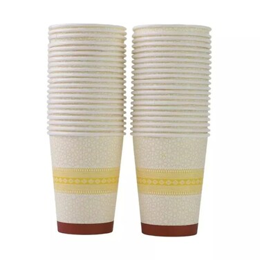 Food Pack Paper Cup, Mini Tea &amp; Coffee Cup, Capacity 9 Oz, Printed Design - Pack Of 50 Cups