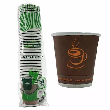 Falcon Paper Cups For Hot &amp; Cold Use, Tea &amp; Coffee Cup 7 Oz, Pack Of 50Pcs
