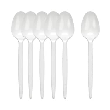 Hotpack Plastic Tea Spoon Disposable White Spoons- 50Pcs