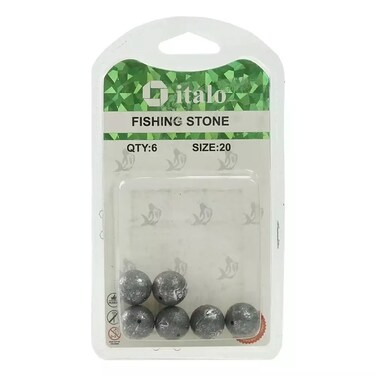 Italo Fishing Accessories, Fishing Stone Round, Pack Of 6Pcs- Size 20