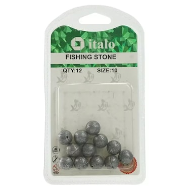 Italo Fishing Accessories, Fishing Stone Round, Pack Of 12Pcs- Size 10
