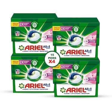 Floral Breeze All-in-1 Pods, 15 count, Laundry Detergent Pods, (Pack of 4), 60 Pods