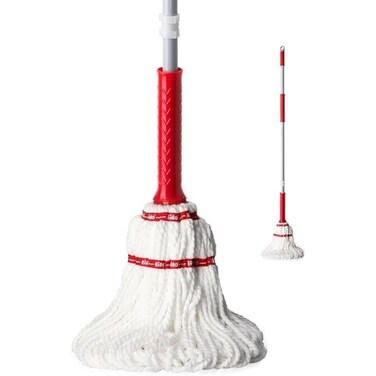 Liao Microfiber mop head metal handle Self-lock function 130cm-Red&amp;White